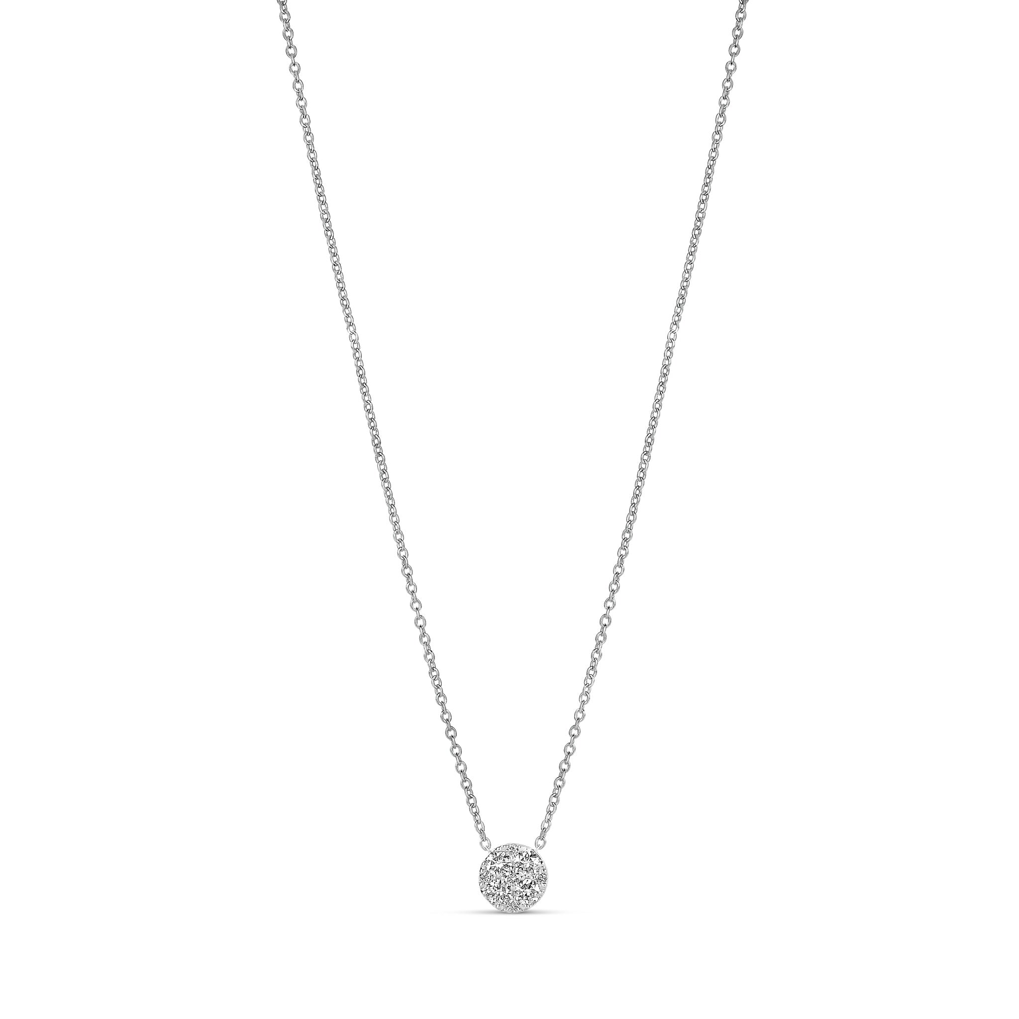 white gold necklace with pavé circle