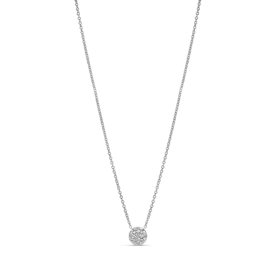 white gold necklace with pavé circle