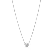 18-karat white gold heart diamond necklace with a pave-set pendant. 