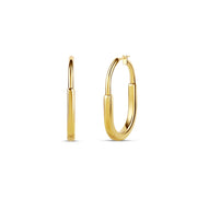 18-karat yellow gold oval hoop earrings with a polished finish, weighing 6.40 grams. A versatile and timeless design for everyday elegance.