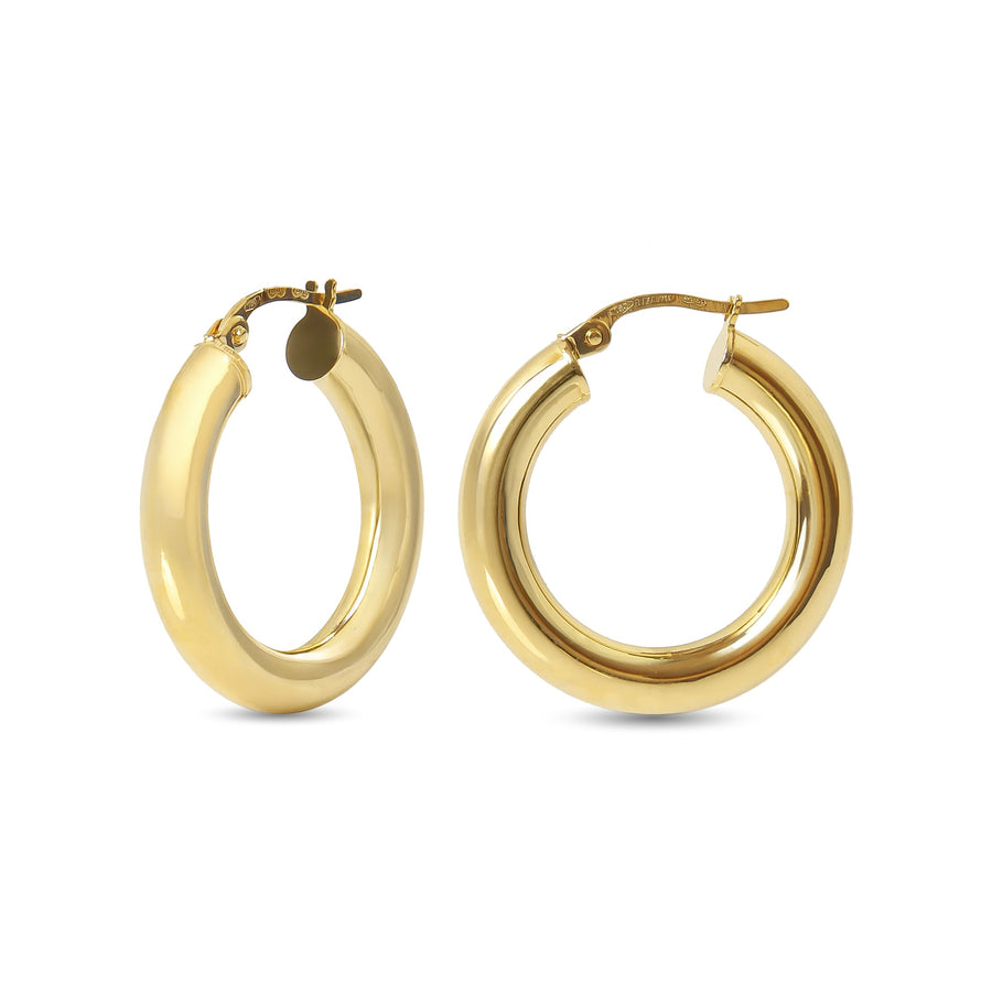 18-karat yellow gold Lola Hoops, 2.75 grams, with a classic round design and polished finish for versatile elegance.