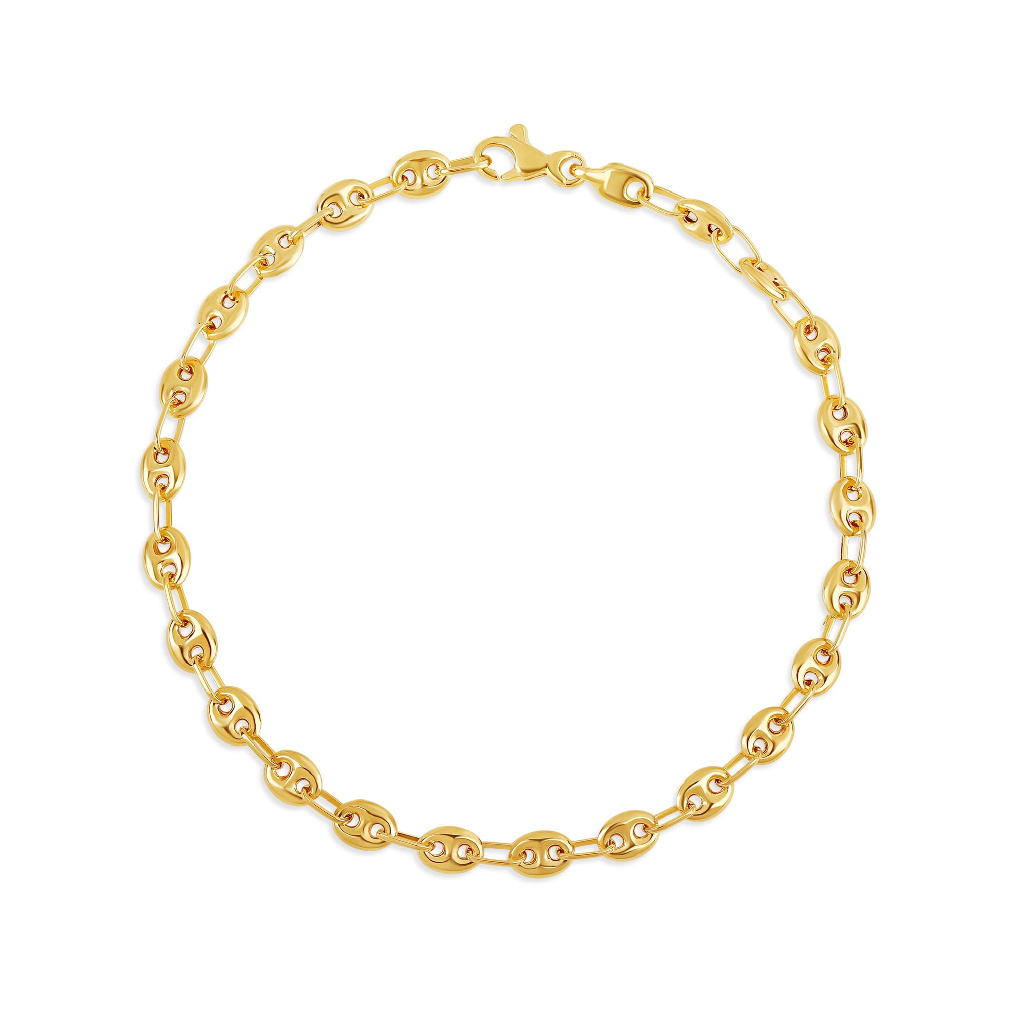 Miniature 18-karat yellow gold link bracelet with smaller interlocking oval links, weighing 3.30 grams. A lightweight and timeless accessory for everyday wear.