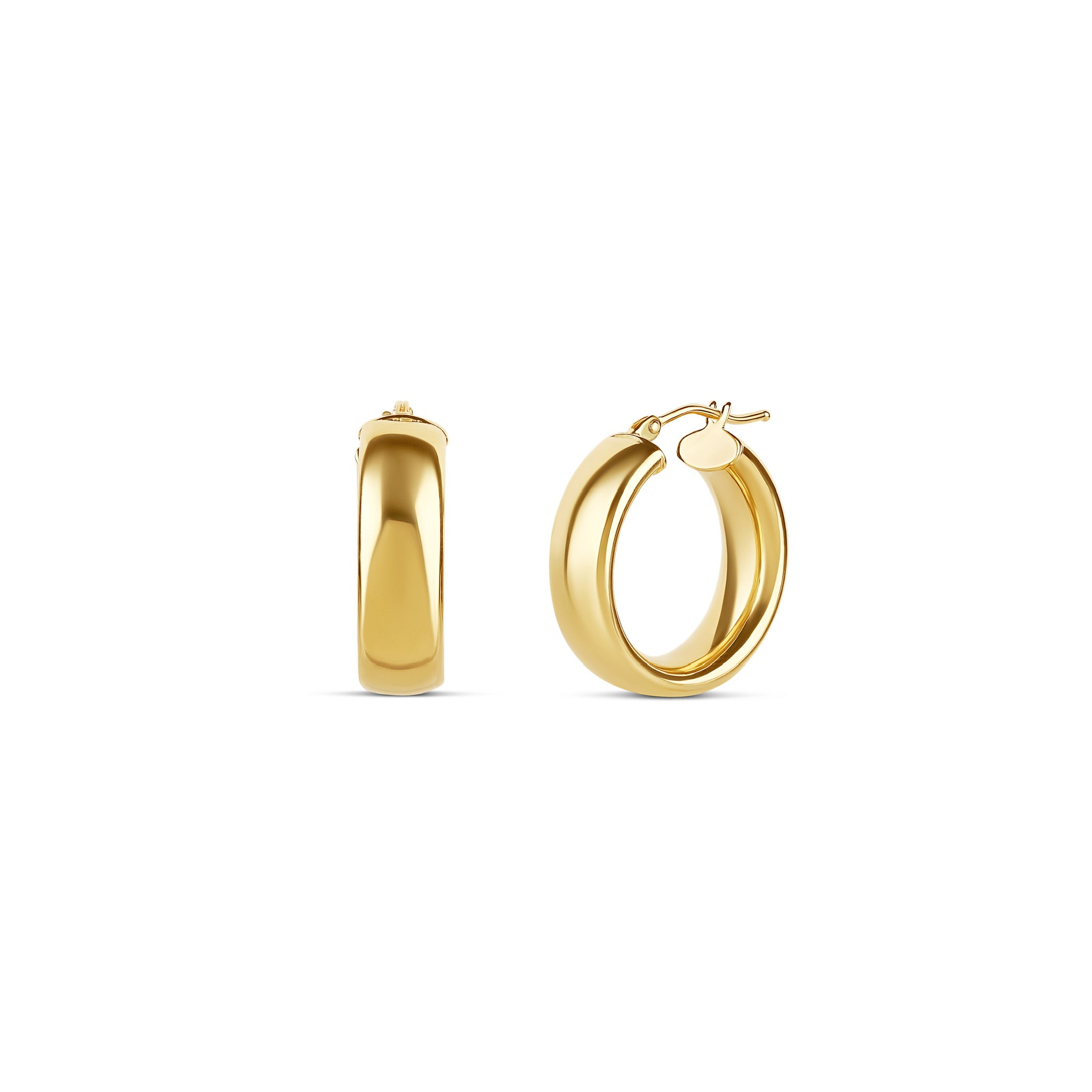 18-karat yellow gold mini hoop earrings, polished finish, weighing 0.90 grams. A versatile and timeless accessory for casual or layered looks.