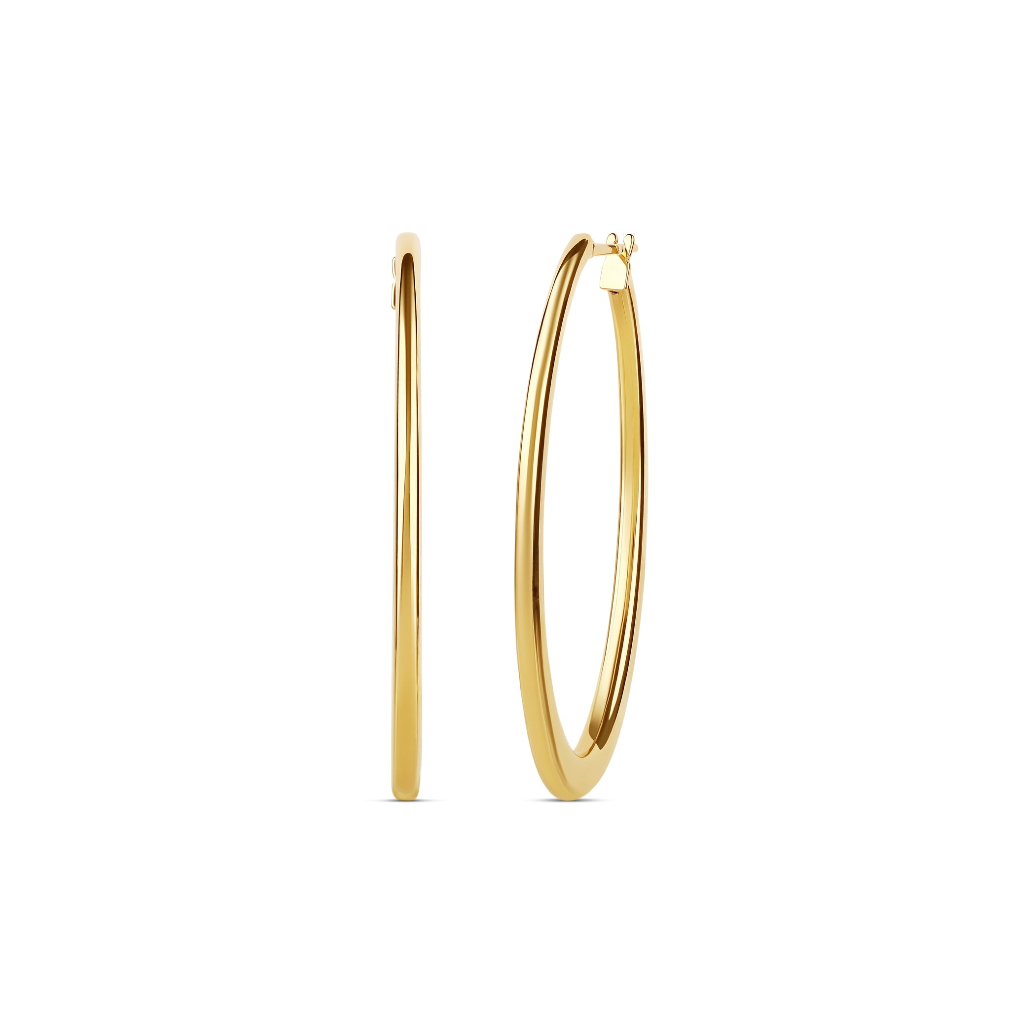 18-karat yellow gold oval hoop earrings with a polished finish, weighing 5.40 grams. A sleek and versatile design for everyday or formal wear.