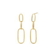 18-karat yellow gold chain-link earrings with elongated links, weighing 1.90 grams. A modern and lightweight design for versatile styling.